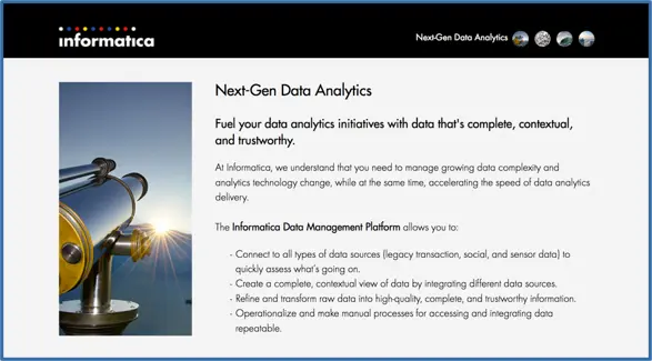 Informatica Next-Gen Data Analytics microsite — B2B lead generation Singapore