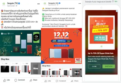 Seagate Facebook CPAS and Google Shopping Ads campaign